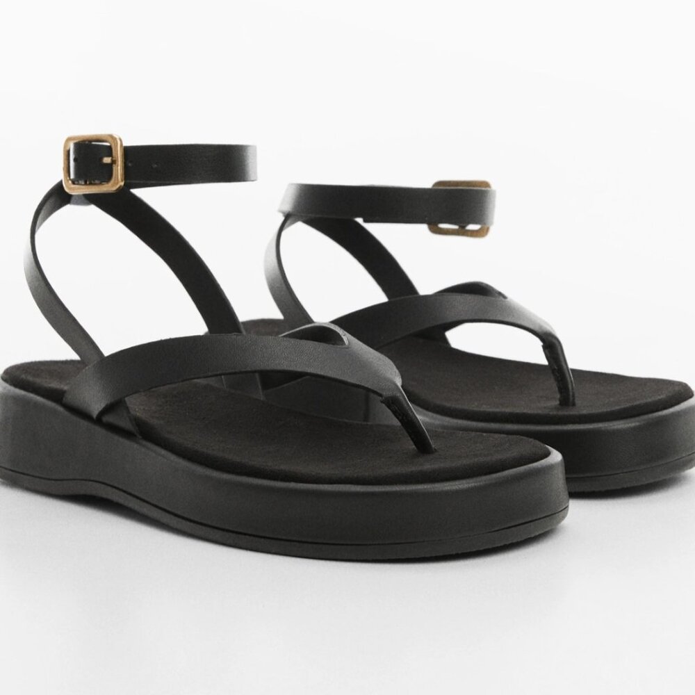 Mango Black Platform Sandals